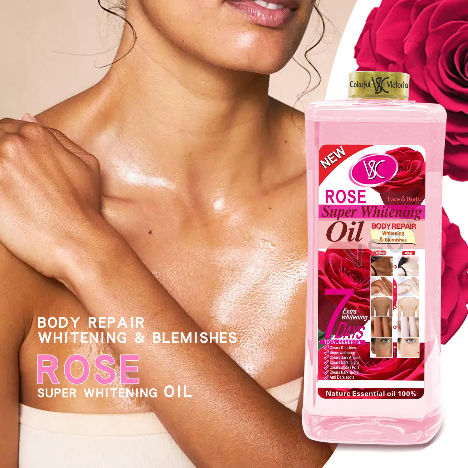 200ML Massage Oil Face and Body Moisturizer Nourishing Correct Spots Rose Massage Essential Oil