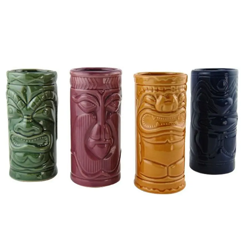 Bar Accessory Different Colors Ceramic Tiki Cocktail Custom Mugs