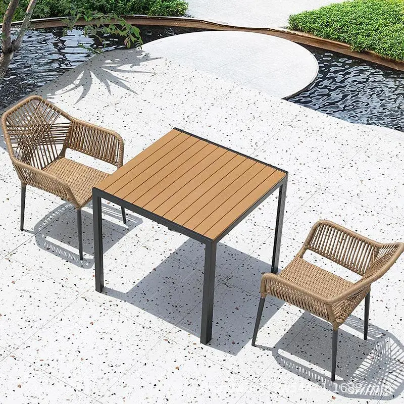 Outdoor rattan furniture garden balcony dining set patio table and chairs with umbrella