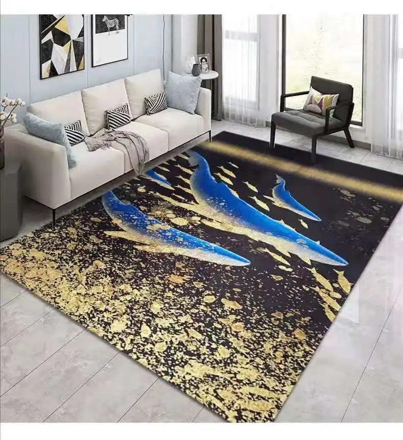 3D Velvet Bedside Carpet Floor Mat Balcony Door Blanket Can Be Washed Customized Living Room Coffee Table Short Velvet Polyester