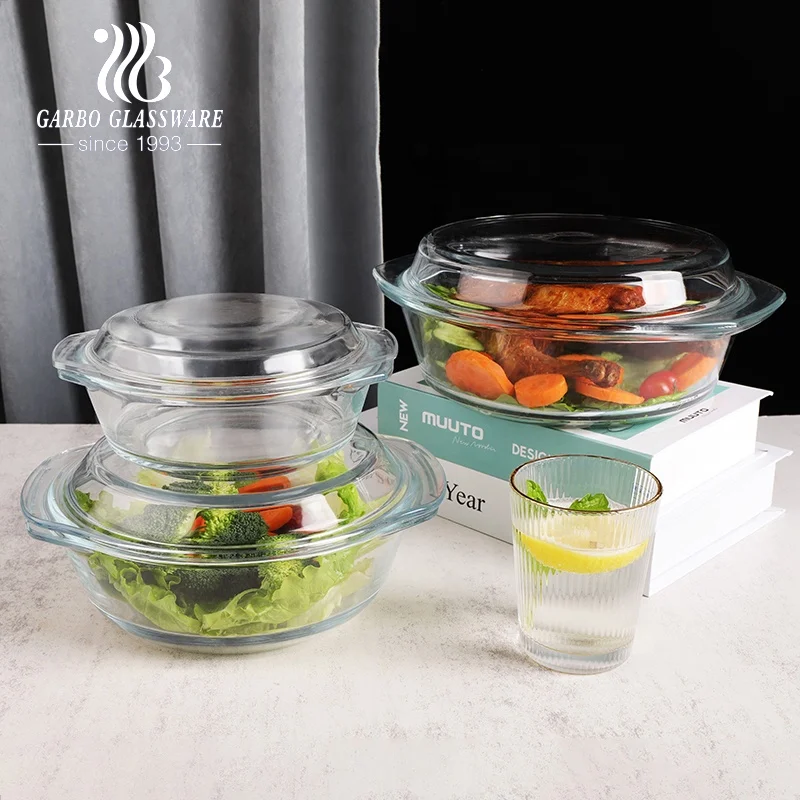 Borosilicate Glass Casserole with Lid 1000ml Oven Safe Kitchenware Glass Bowl Home Use Glass Tableware Food Grade Casserole