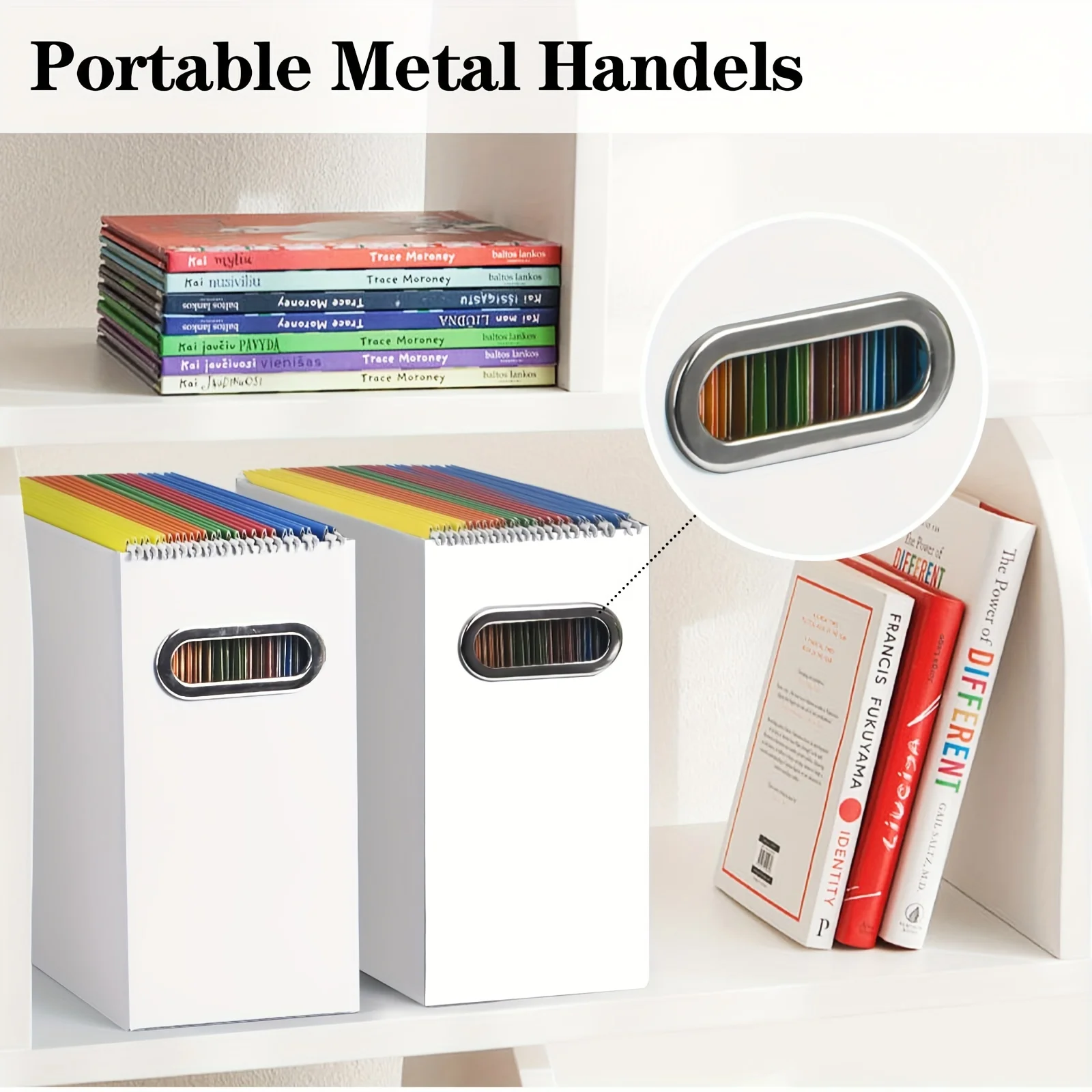 Recycled Foldable File Folder Storage Box Paper Cardboard File Archive Box with Handle for Home School Office