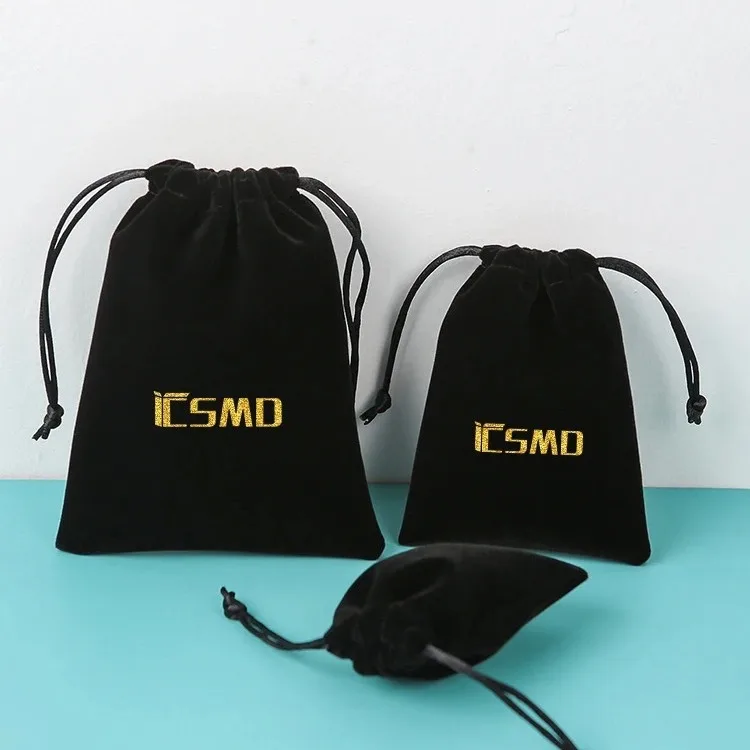 Custom black color Jewelry Gift Bag leather Velvet Bracelet Earring Pouch With Logo customized Necklace Pad Luxury Suede  Pouch