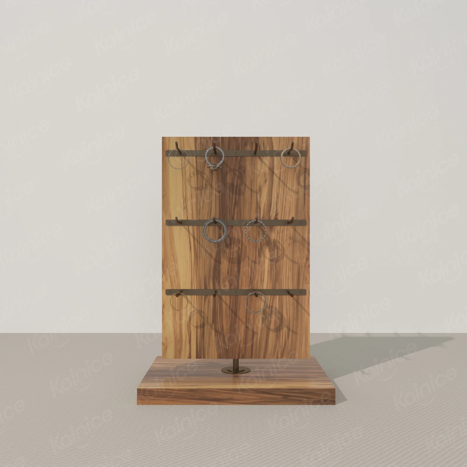 Kainice Wooden Spinner Acrylic Keychain Sock Display Rack Counter Top Rotating Acrylic Hook Jewelry Display Stand