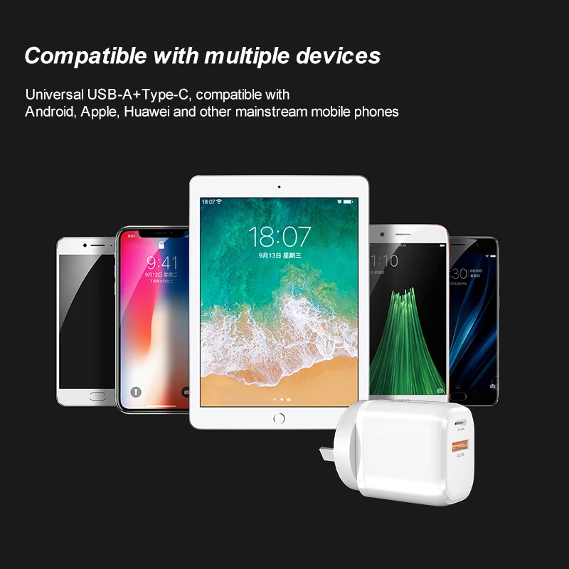 Горячая Распродажа AU 20 Вт Быстрое зарядное устройство Type-c + USB адаптер