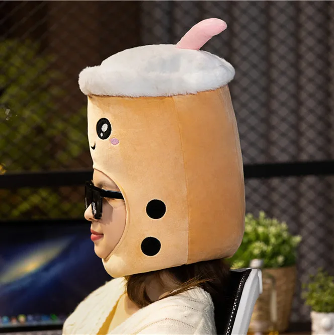 Food and drink milk tea head cap photo props photo props cartoon head set performance props