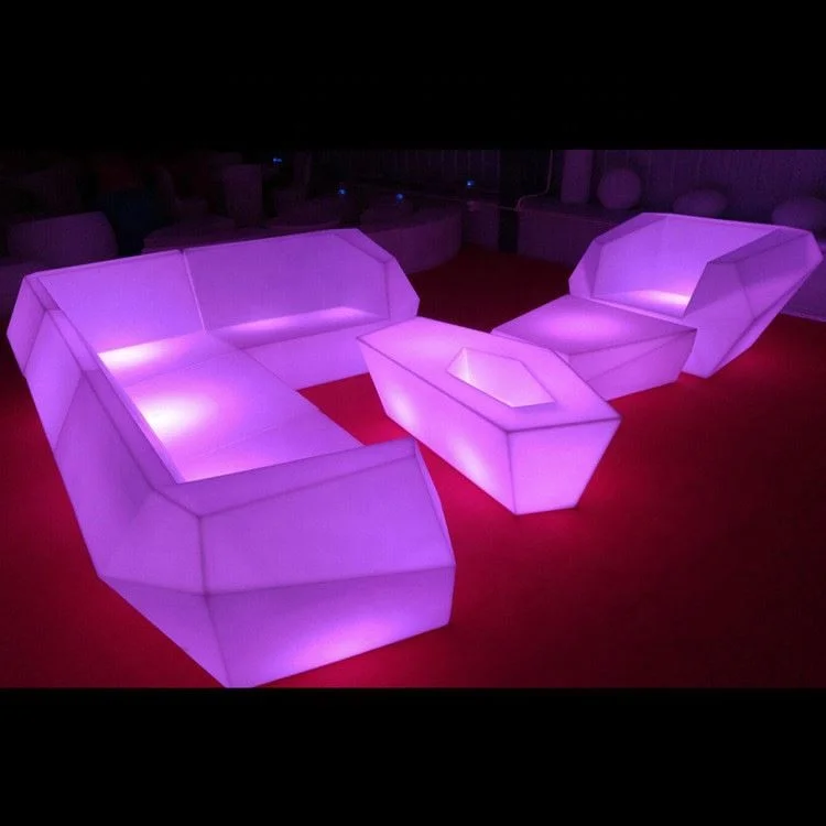 New designed colorful led chair fancy illuminated plastic pe bar single led sofa