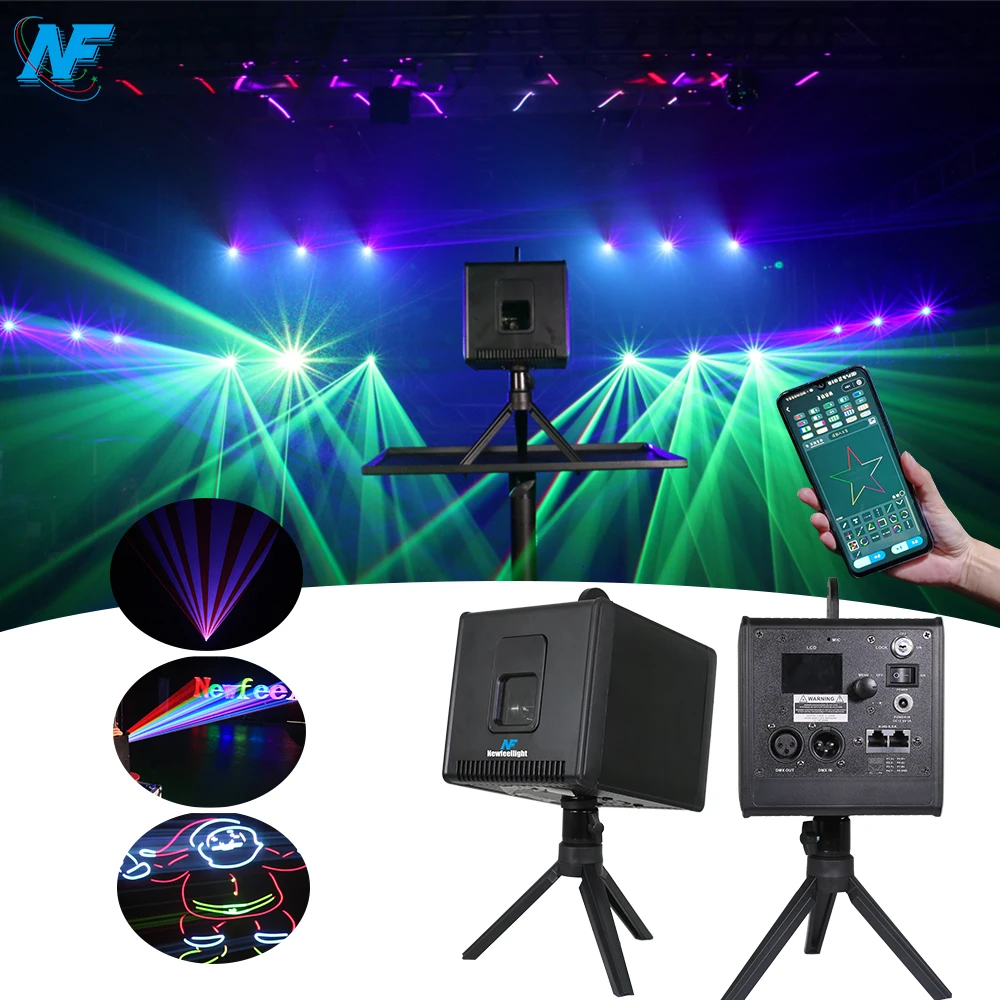APP Mobile Control 2W RGB Animation Laser Light Battery Power DMX Laser Stage Light