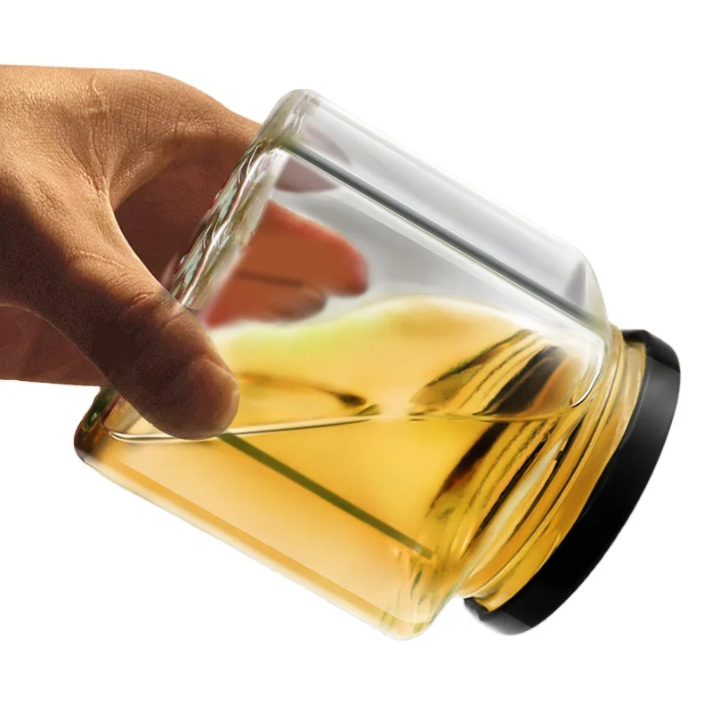 Wholesale square glass food jars with tin lid  for food jam storage food jar with regular tw off lids