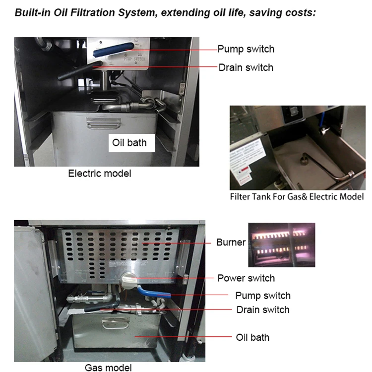 Henny Penny Electric Chips Fries Papas Freidora Open Fryer With Oil Filter Pump