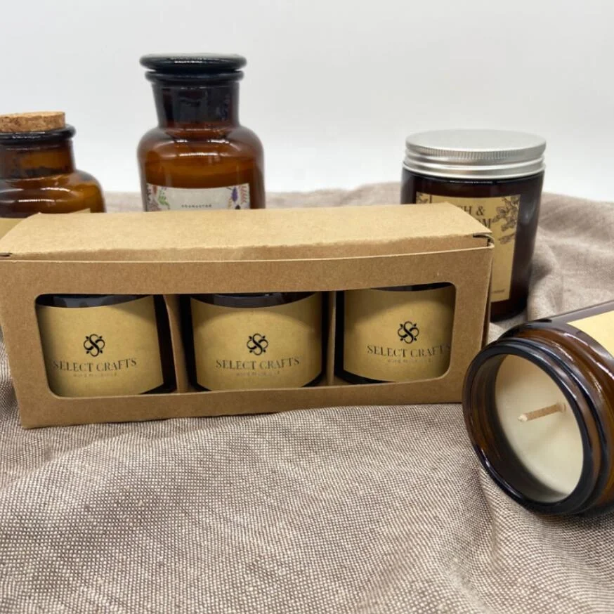Wholesale Luxury Gift Home Decor Meditation Aromatherapy Fragrance Amber Brown Glass Jar Scented Candles