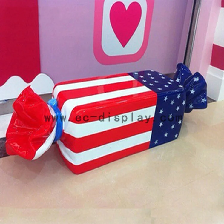 Home party decors fiberglass giant candy sculpture wholesales price Christmas tree decoration giant fiber glass candy sculpture