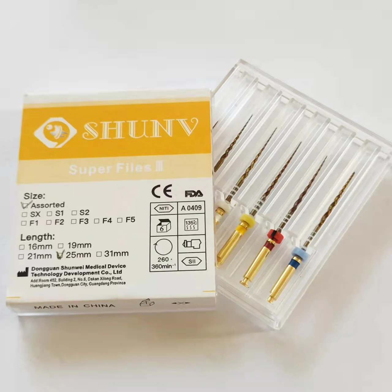 Заводская цена, высококачественные никелевые титановые файлы с тепловой активацией, золотые супер-файлы, эндонтические роторные файлы