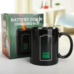 Spot Wholesale Custom Pixel Morph Battery Fun Charging Color Changing Mug Creative Magic Temperature Sensitive Ceramic Mugs