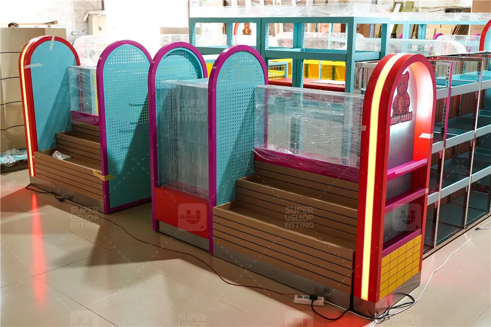 Retail Custom Toy Doll Kiosk Design Trendy Gift Souvenir Shopping Mall Display Fixtures Decoration Custom Kiosk Stands for Mall