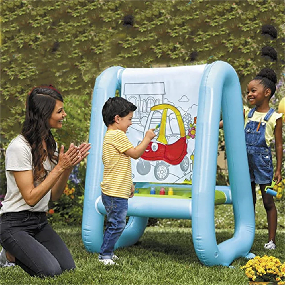 Factory Inflatable Backyard Painting Easel Indoor Outdoor Blow Up Art Easel with Sponges Paintbrush Holder