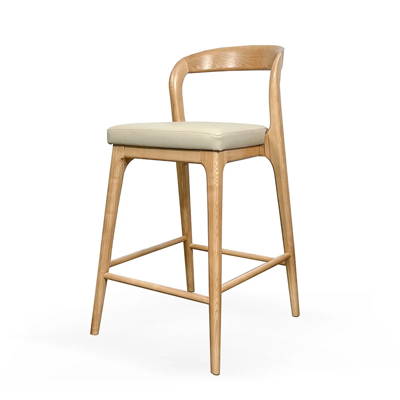 Modern Luxury Scandinavian Style Commercial North European High Counter Wood Dining Chairs Wooden Bar Stool for kitchen