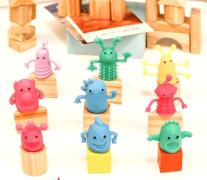 TPR Soft Rubber Little Monster Finger Doll Sensory Interactive Storytelling Kawaii Toys Boys Girls Funny Popping Squeeze Toy Box