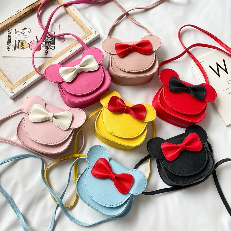 Wholesale Hot Selling Durable Children Fashion Bowknot Coin Purse Cartoons Cute Style One Shoulder Crossbody Bags for Kids