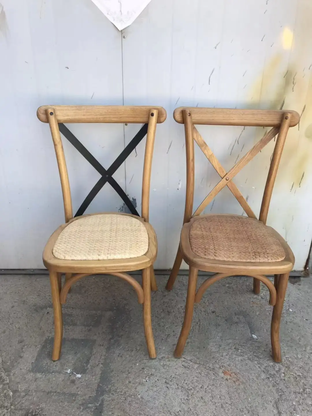 Solid Elm Wood Cross Back Event Tables and Chairs for Wedding Party Event Rental