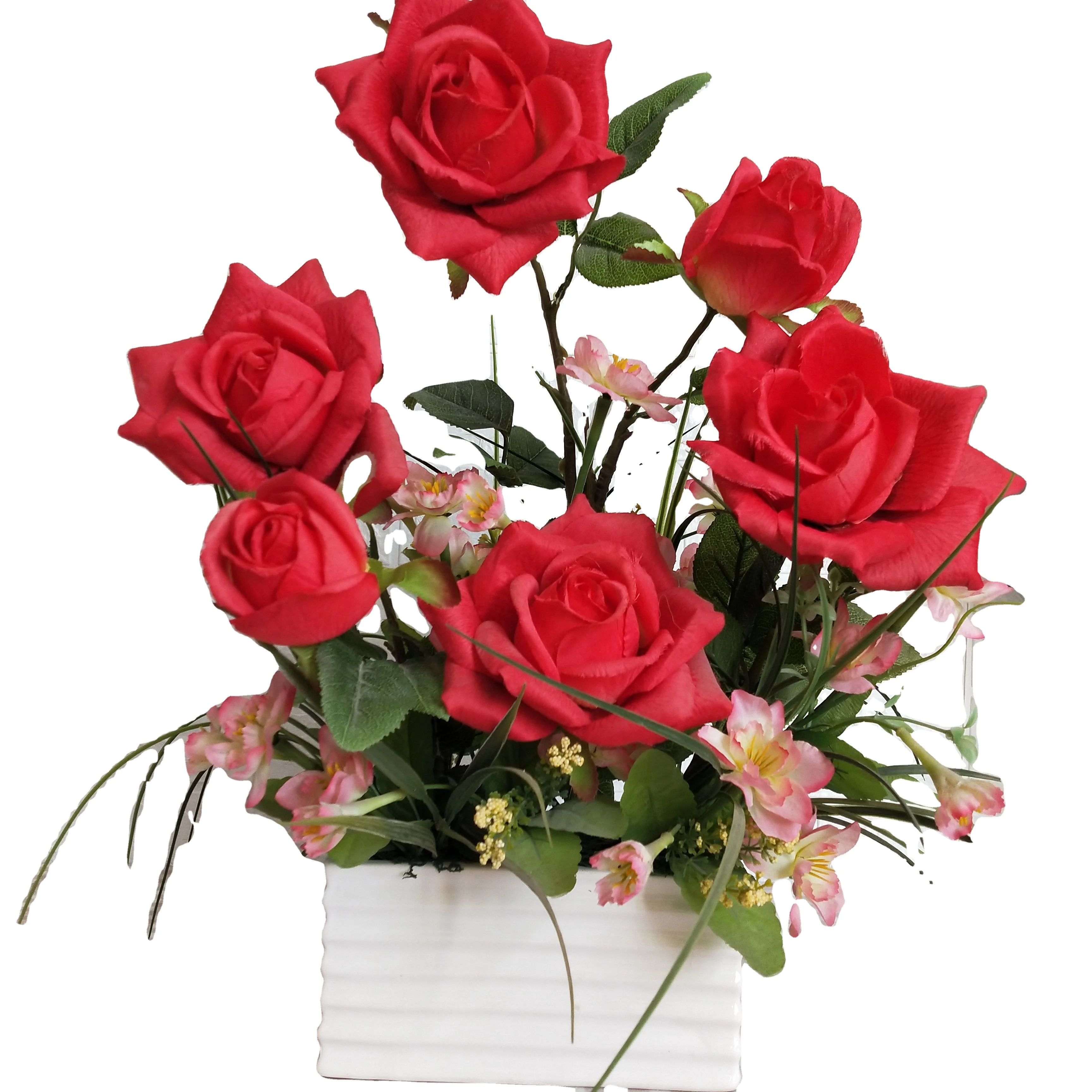 2024 the best seller product Gift Red  artificial flower Rose  arrangement in vase for wedding