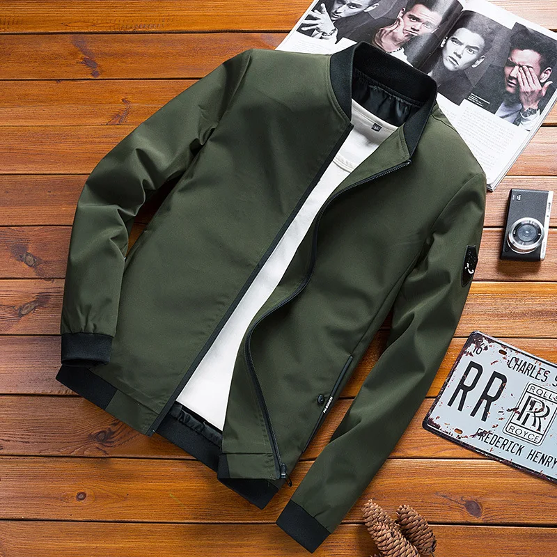 Корейское весенне-осеннее обычное серо-зеленое однотонное Мужское пальто Jaket