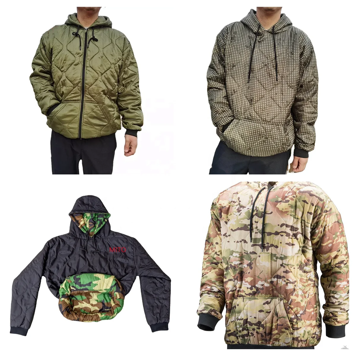 MITO 100% Nylon woobie hoodie/Jacket Support customized Filler can be thickened outdoor hunting poncho liner hoodie/Jacket