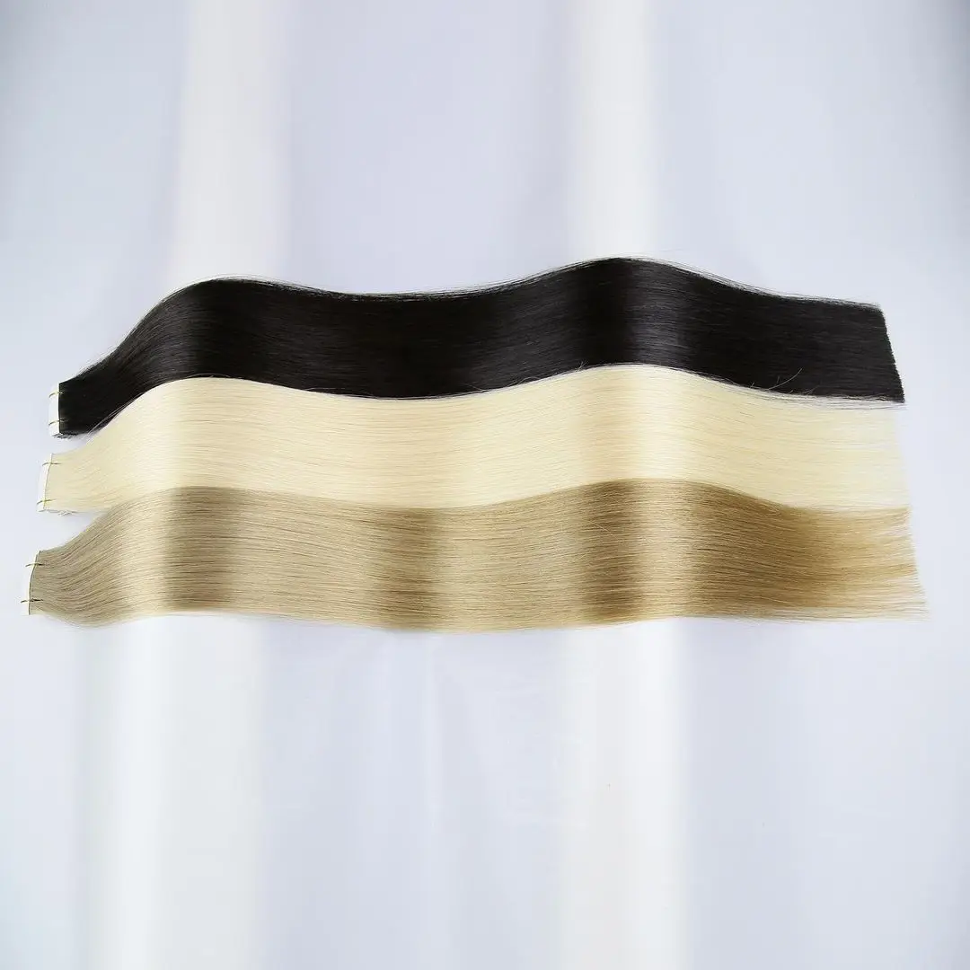 10 - 30 inches virgin raw hair tape in hair extensions 100human hair for white ,black women