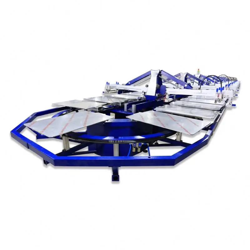 Automatic 8 colors screen print printer shirts oval screen printing machine