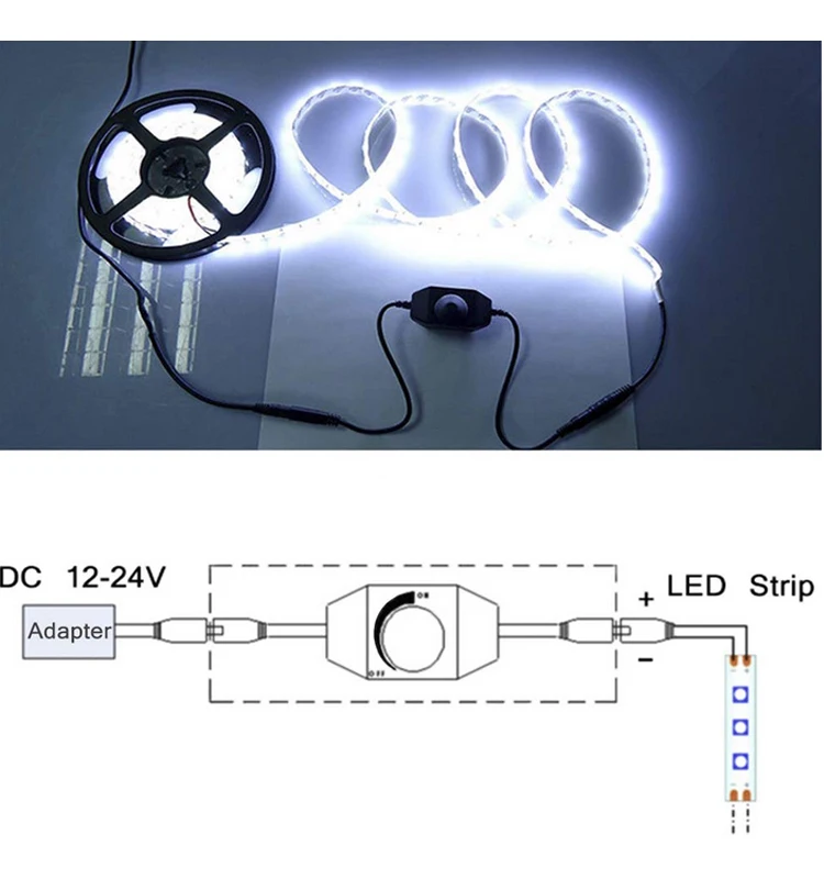DC 12V 24V Плавная ручка LED диммер контроллер для приглушенного света 3528 5050 одноцветной светодиодной ленты осветительной