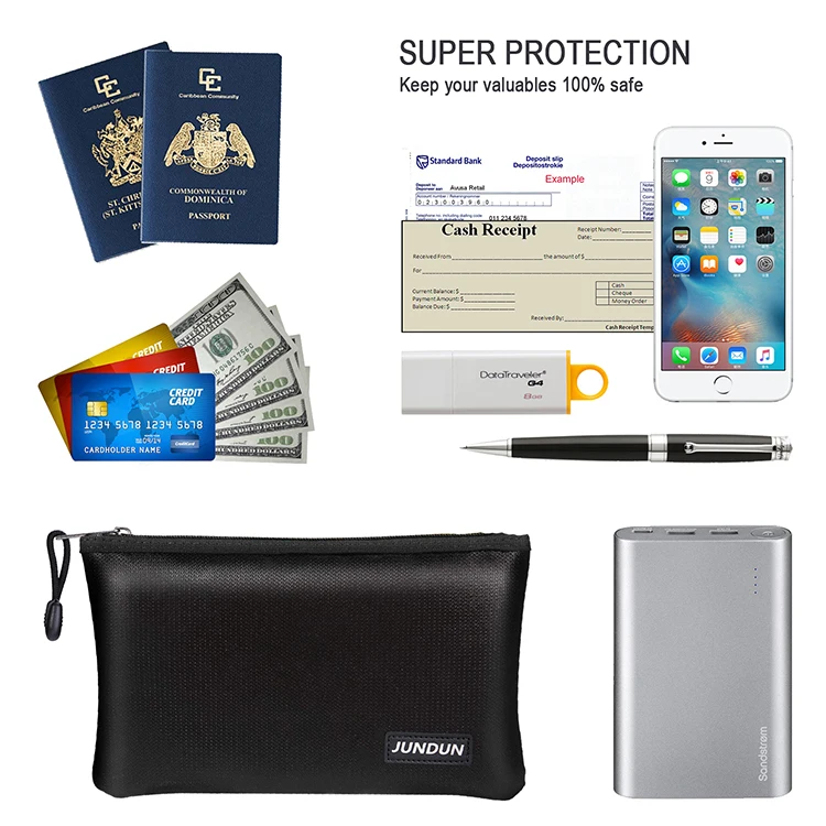 New type high quality customizable fireproof document bag waterproof envelope file folder cash pouch money lipo safe bag