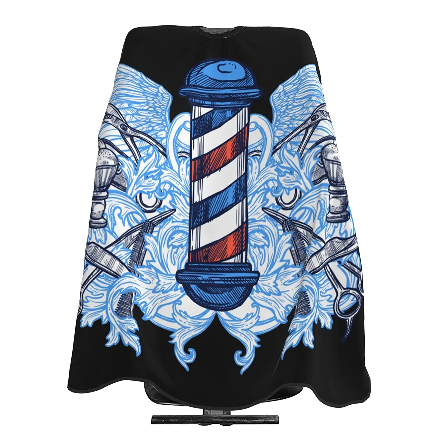 Polyester pongee OEM/ODM Customized All over printed sublimation printing barber cape gown with metal snaps & clips closure