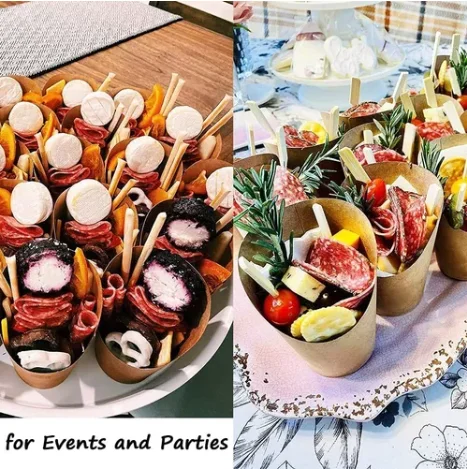 12oz 14oz Egg Puffs Waffle  French Fries Ice Cream Charcuterie Cup With Cocktail Picks