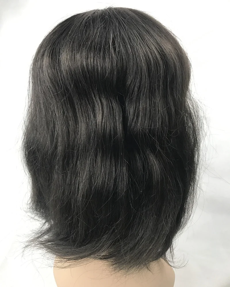 black color 10inch human hair replacement long life strong mono patches toupee for thinning hair loss women