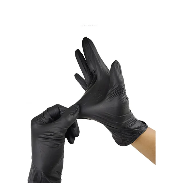 guantes de nitrilo Cheap black gloves disposable nitrile Box 4mil 6mil food disposal powder free nitrile gloves