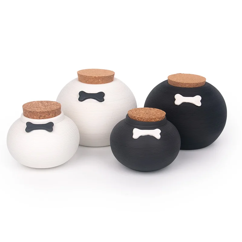 bone design 400/1000ml ceramic urn with wooden stopper pet cremation ashes keepsake urn dog cat china ceramic pet urn