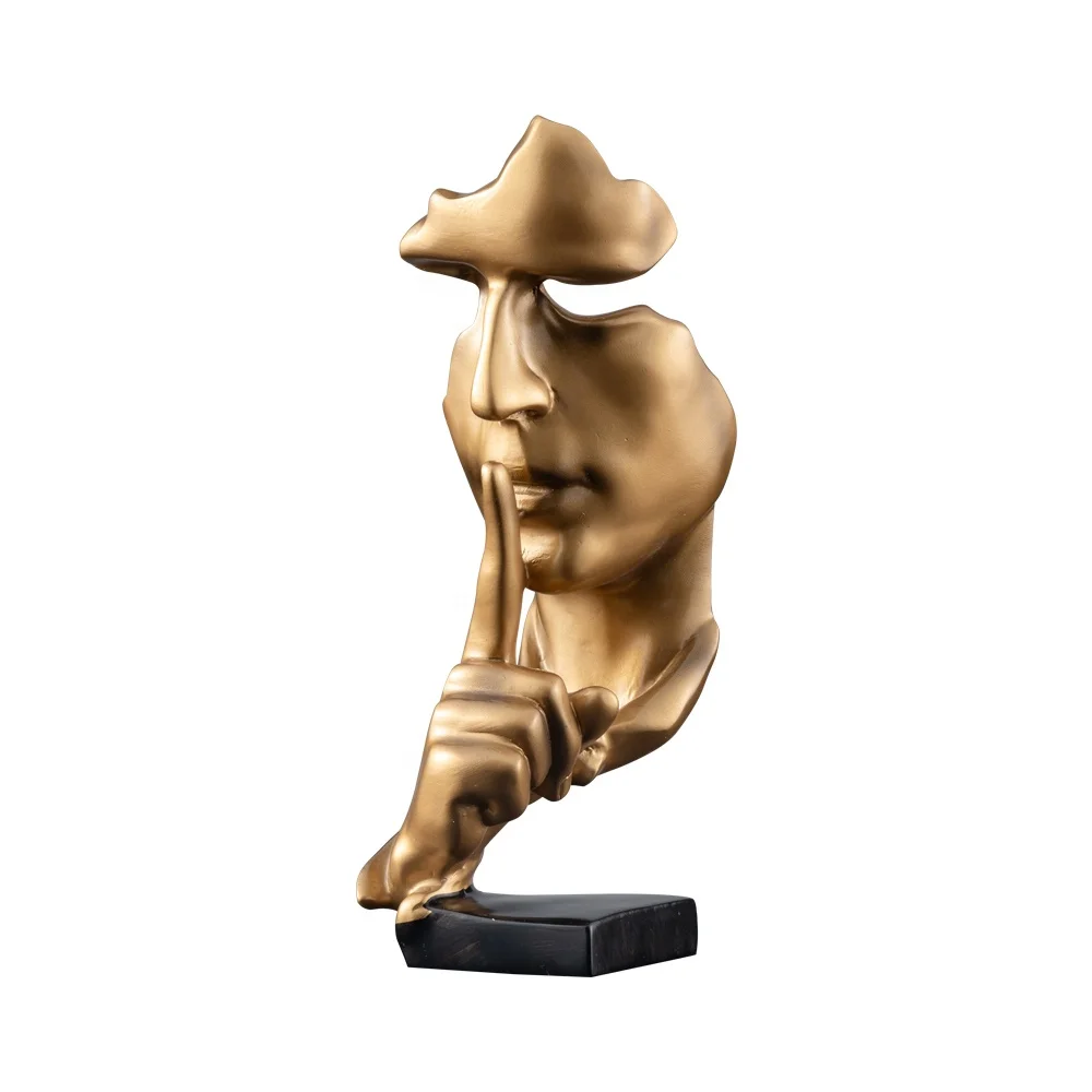 Silence is Gold Abstract Sculpture Figure Decoration Used for Wine Cabinet Decoration, Office Desktop