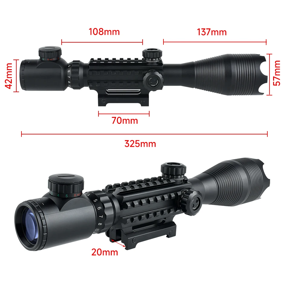 SYQT 4-16X50 EG Tactical Sight+ Red Dot HD101+ Flashlight for Outdoor Night Hunting