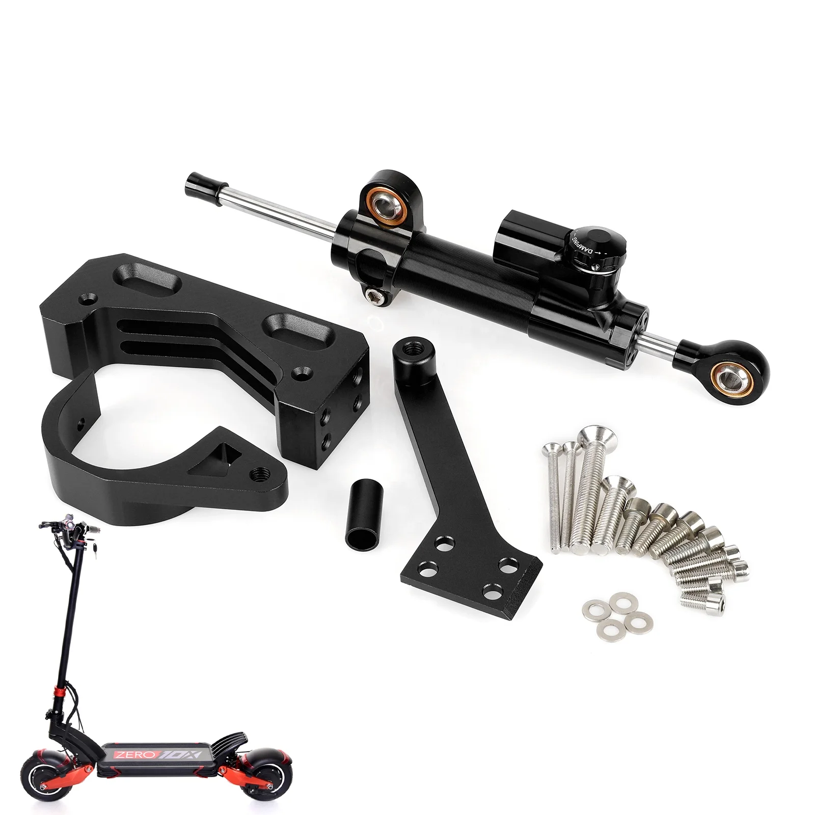 Ulip For Zero 10X Electric Scooter Steering Stabilizer Damper Front Wheel Shock Absorber Modification Bracket Kit Accessories