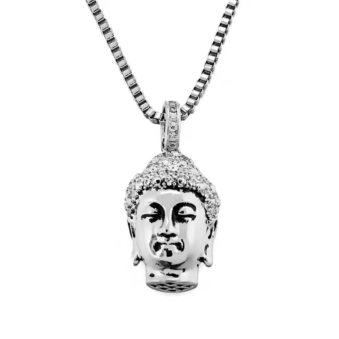 Jasen Unisex 18K Gold Plated Buddha Iced out PE Pendant Hip Hop Jewelry with Zircon for Parties