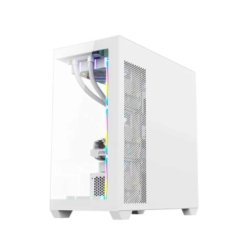 New Arrival RGB White Computer PC Case Gaming Mid Tower Support MATX Mini-ITX Motherboard Casing Gaming Case Gamer PC Cabinet