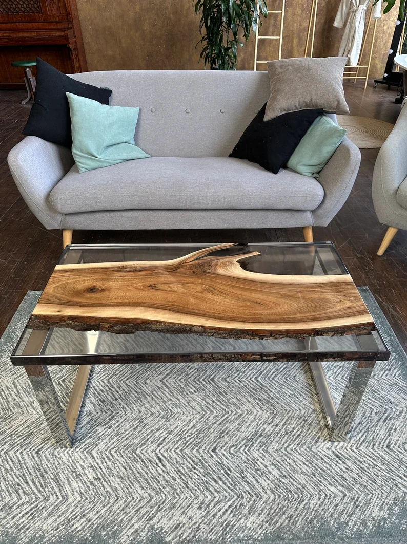 Fashionable Indoor Epoxy Resin Wood Coffee Table Kitchen Hotel Restaurant Cafe Living Room Farmhouse Dining Room Furniture