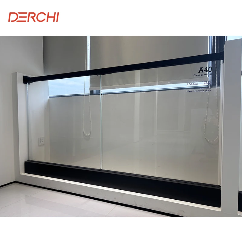 LED Glass railing hardware handrail aluminum Fantastic design frameless tempered balcony Impact glass railing system