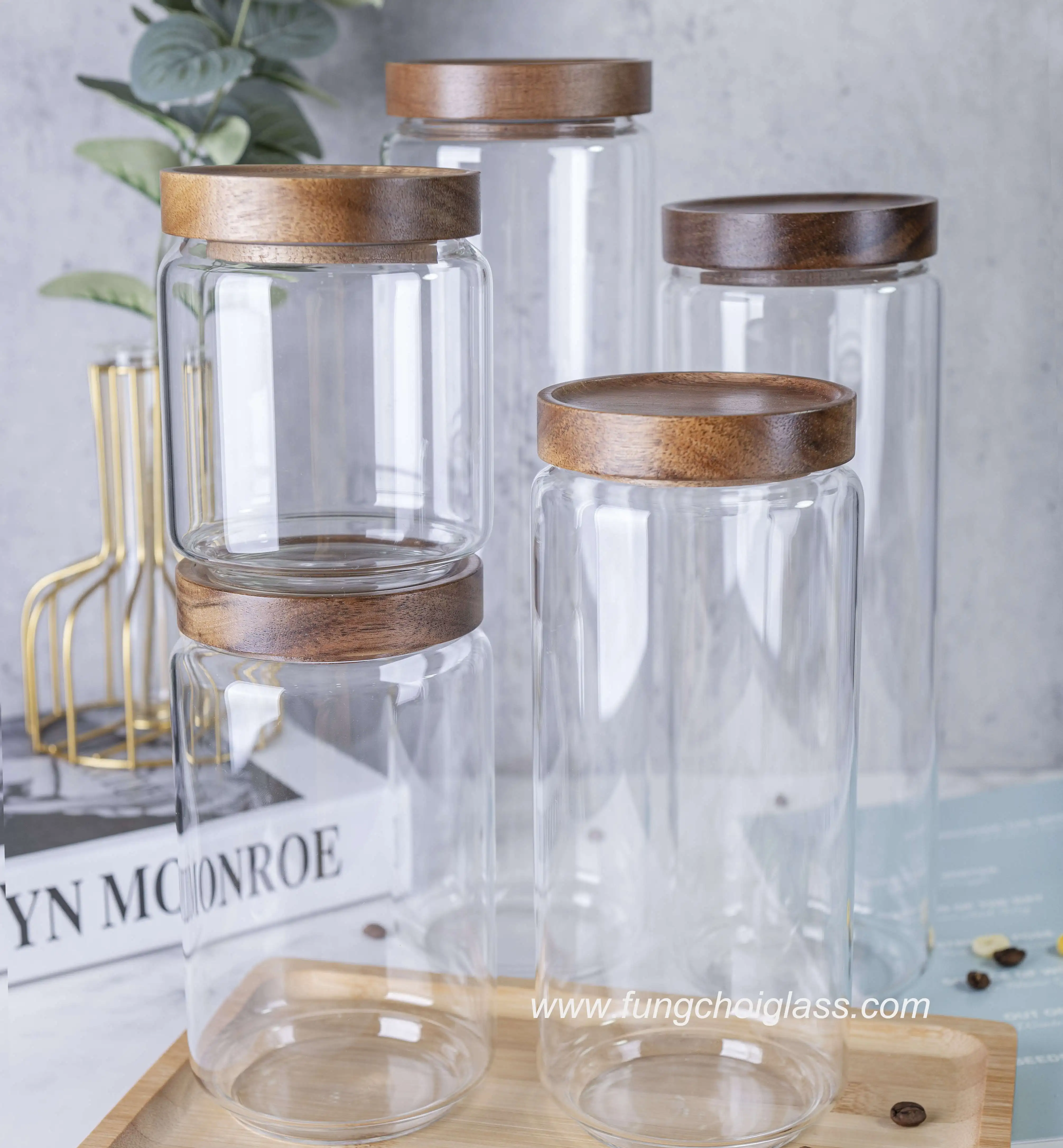 1500ml clear airtight borosilicate noodles pasta glass storage jar set storage tube with bamboo lid
