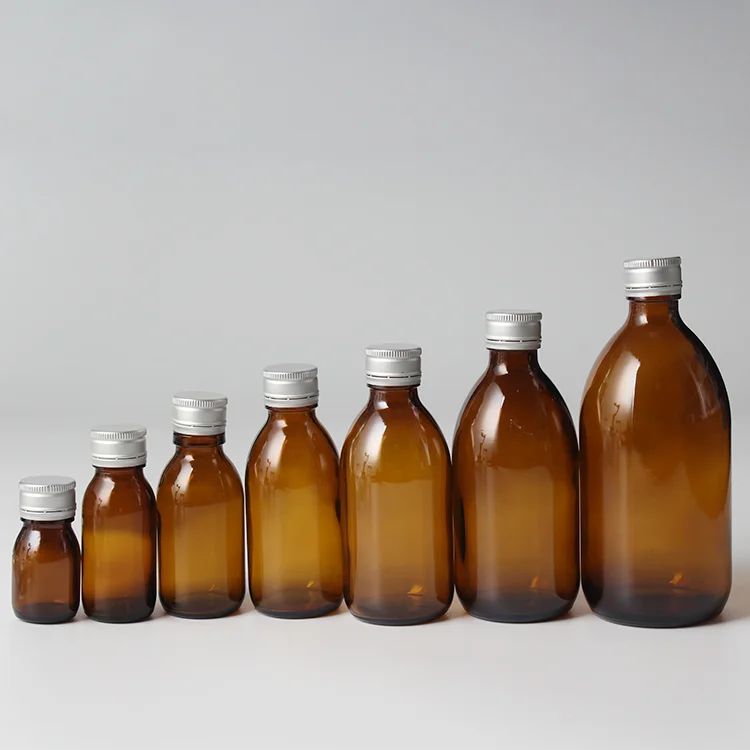 Stock 30ml 60ml 100ml 125ml 150ml 200ml 250ml 300ml 500ml Amber glass bottle syrup oral liquid bottle