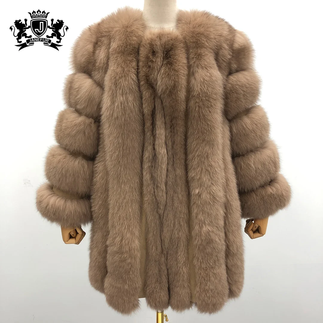 2021 New Design Wholesale Long Fur Coat Women Warm Winter Furry Overcoat High Quality Lady Fur Coat