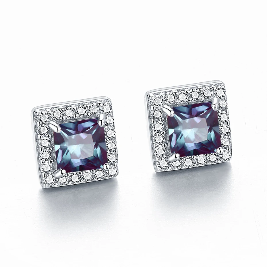 
585 rose gold lab grow Alexandrite Gemstone Stud Earrings for Women Solid 925 Sterling Silver color change Topaz Amethyst 