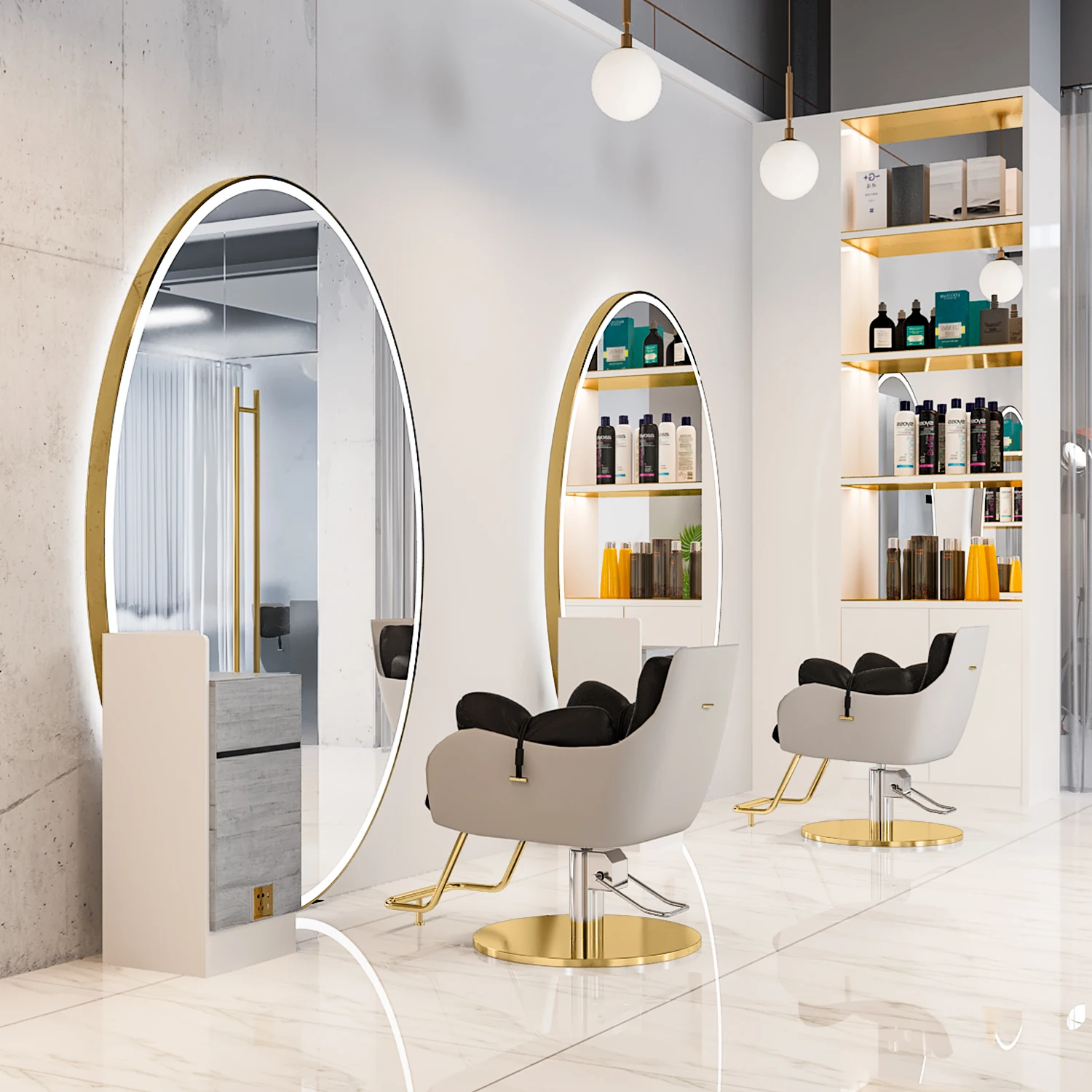 Goodway salon mirror station with mirror beauty led hair salon mirror