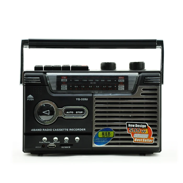 Vintage Fm Radio Usb/tf Card Mp3 Player Metal Portable Tape Player Radio