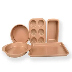 Baking tools Oven 5-piece non-stick pan carbon steel open-bottom carbon steel cake mold toast box Pizza pan 6-cup The cake pan